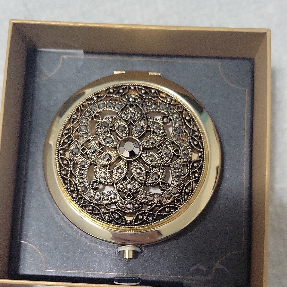 Gold and Black Compact Mirror